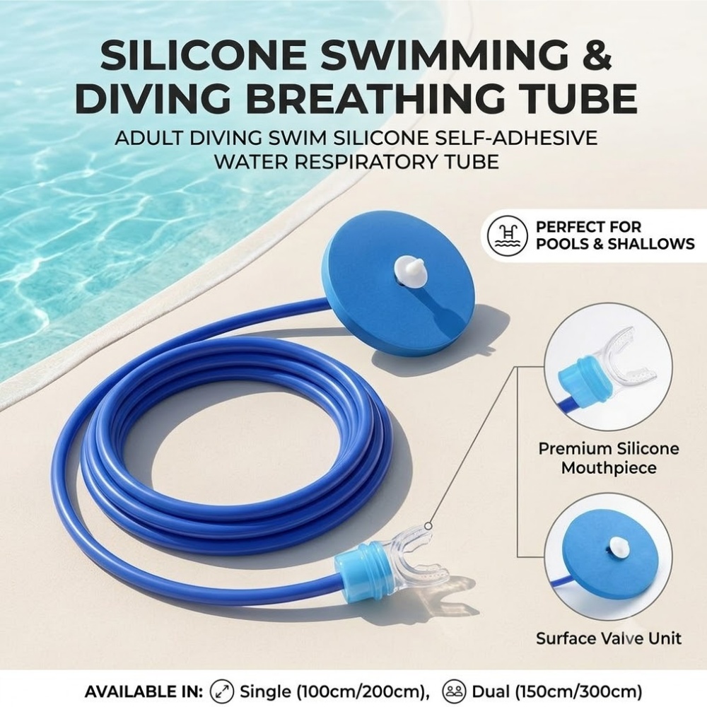 Snorkel Dry Top - Selang Pernapasan Silikon untuk Menyelam Dewasa,