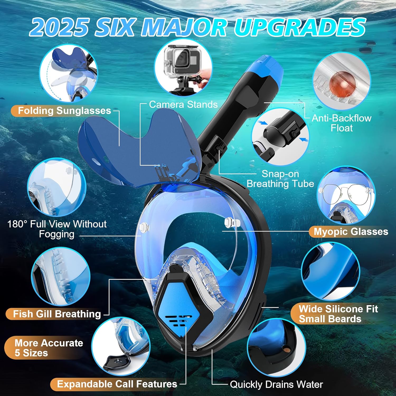 Masker Snorkel Full Face Devil - Snorkel Dry Top ulasan dan harga